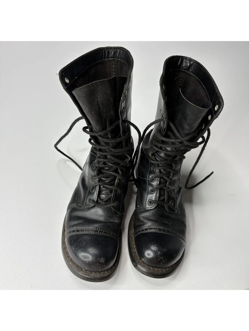 Vintage Black Leather Combat Boots Gothcore Sz 10.5 Men